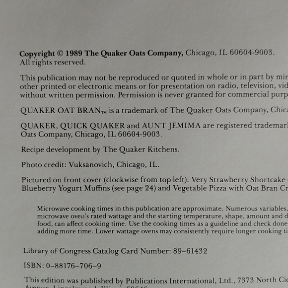 Quaker oat bran cookbook"1989" - Picture 3 of 3